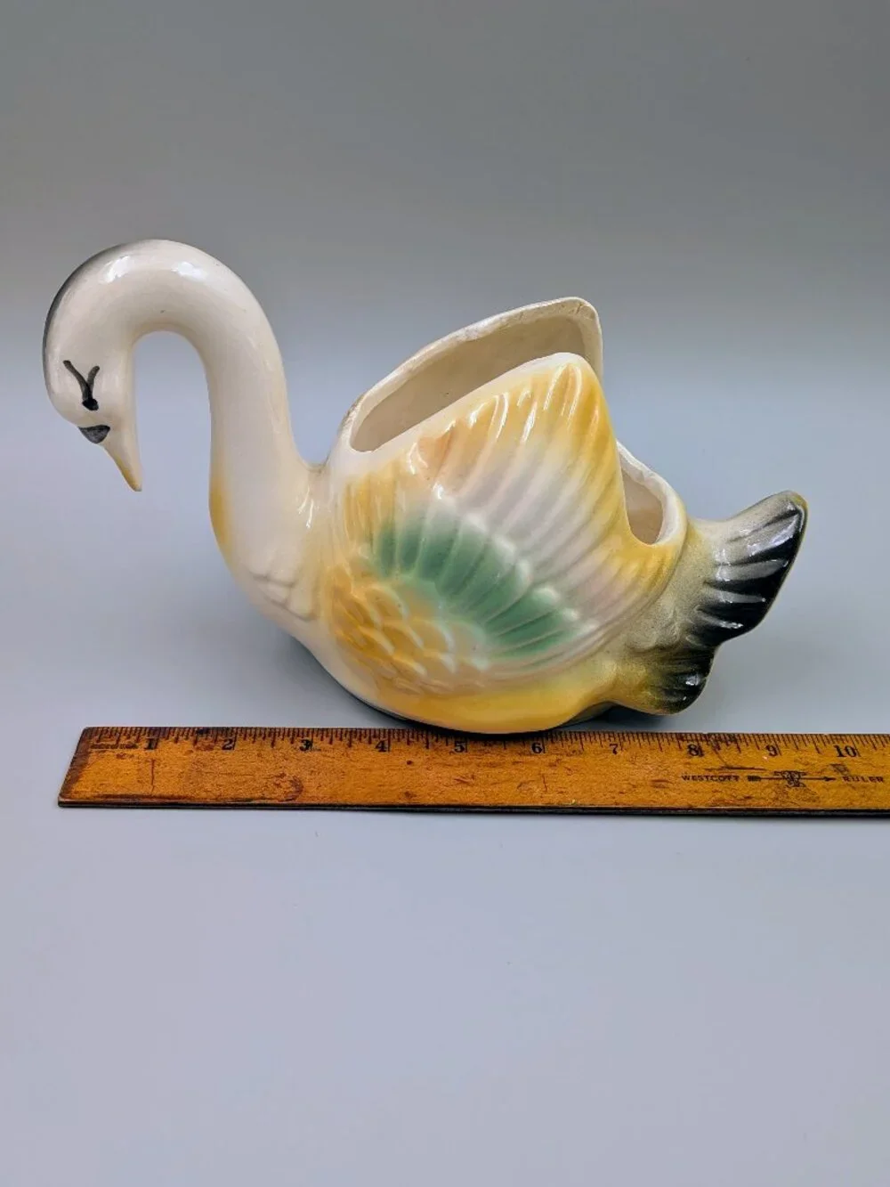Vintage American Bisque Swan Planter USA 7001 -Midcentury Cottagecore Retro Home